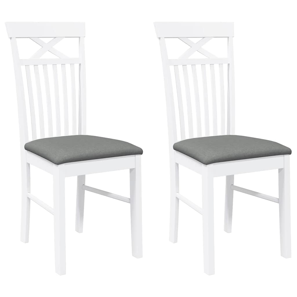 Sedie da Pranzo con Cuscini 2 pz Bianco Legno Massello di Hevea | homemem39