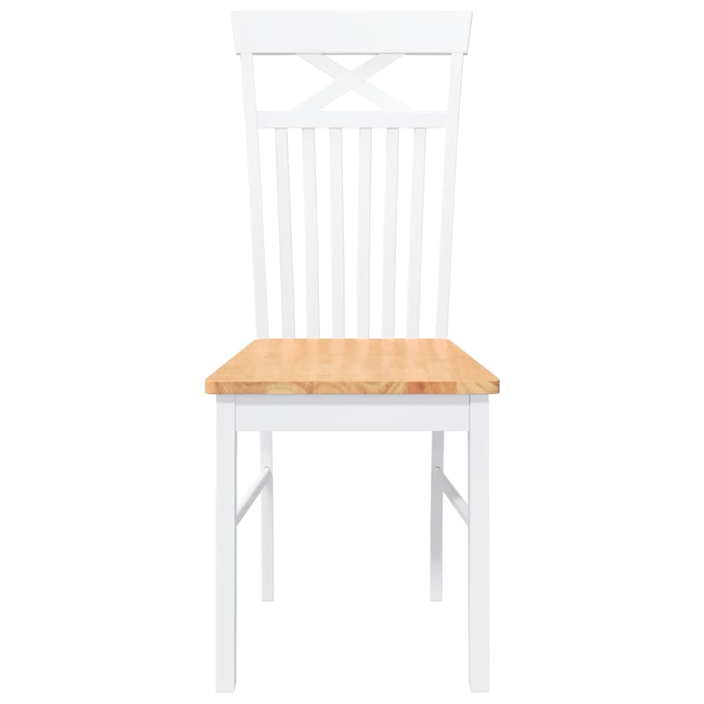 Sedie da Pranzo 2 pz Bianche in Legno Massello di Hevea | homemem39