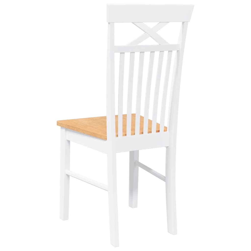 Sedie da Pranzo 2 pz Bianche in Legno Massello di Hevea | homemem39