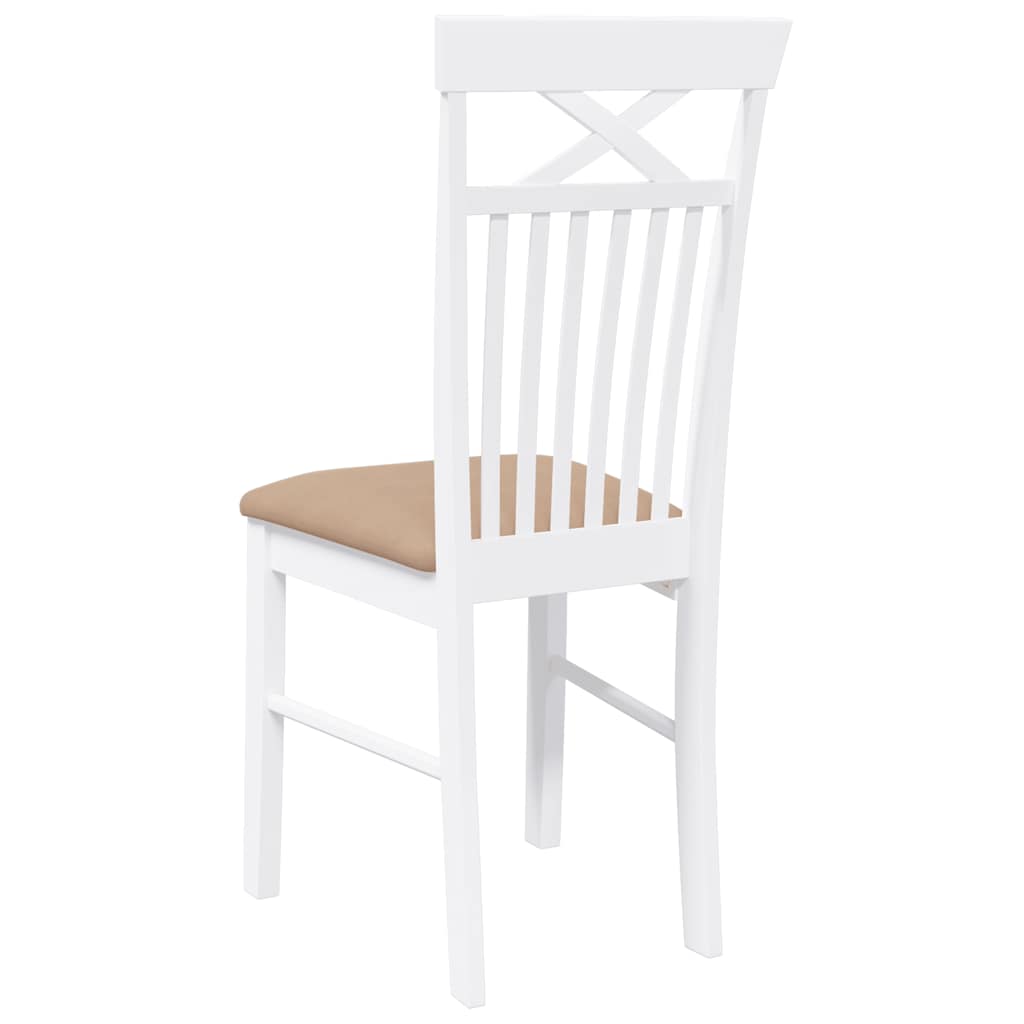 Sedie da Pranzo con Cuscini 2 pz Bianco Legno Massello di Hevea | homemem39