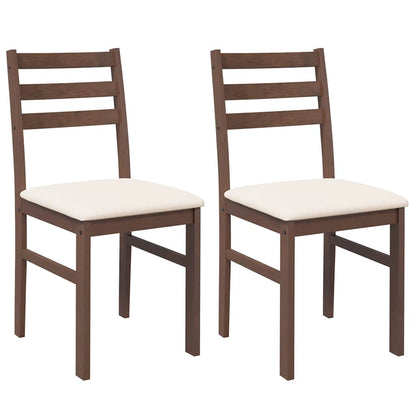 Sedie da Pranzo con Cuscini 2pz Marrone Legno Massello di Hevea | homemem39