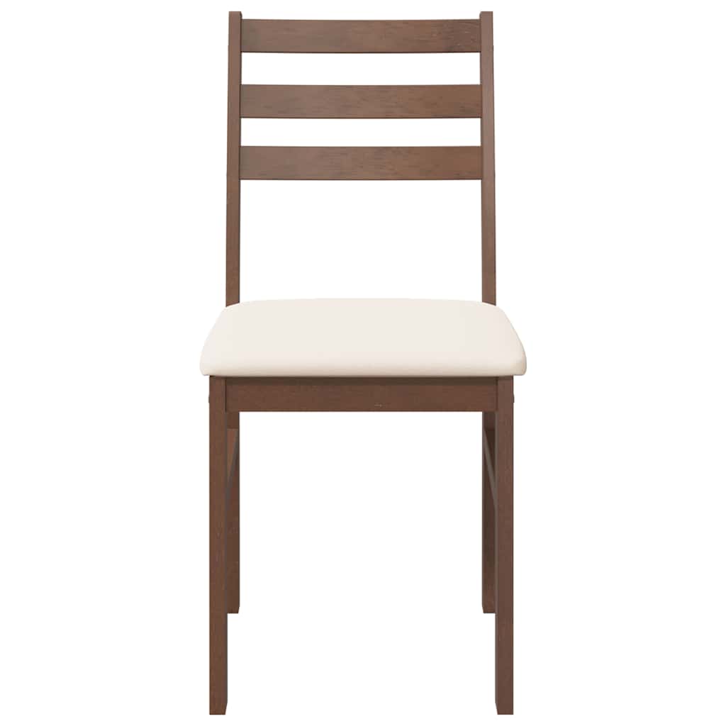 Sedie da Pranzo con Cuscini 2pz Marrone Legno Massello di Hevea | homemem39