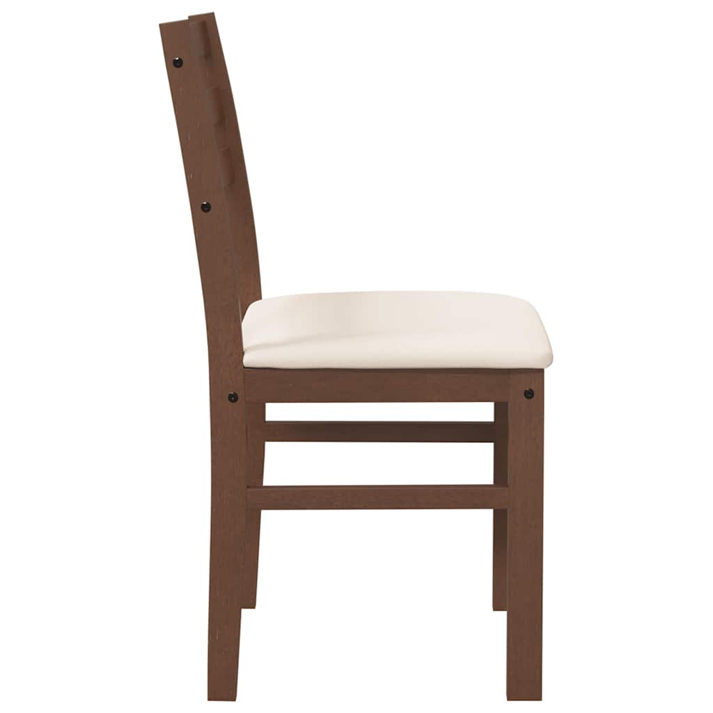 Sedie da Pranzo con Cuscini 2pz Marrone Legno Massello di Hevea | homemem39