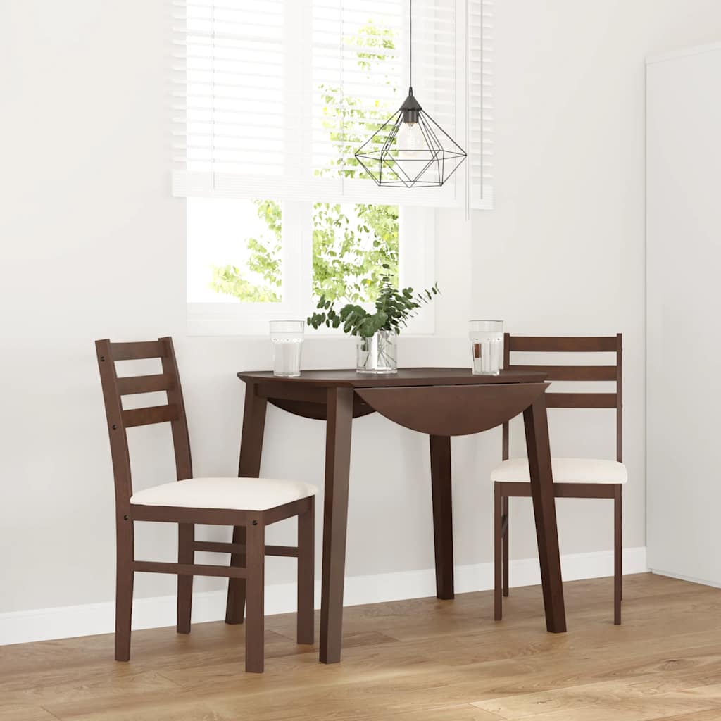 Sedie da Pranzo con Cuscini 2pz Marrone Legno Massello di Hevea | homemem39
