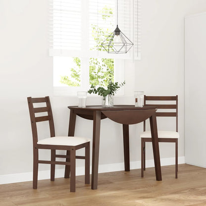 Sedie da Pranzo con Cuscini 2pz Marrone Legno Massello di Hevea | homemem39