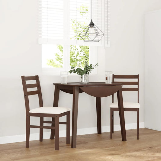 Sedie da Pranzo con Cuscini 2pz Marrone Legno Massello di Hevea | homemem39