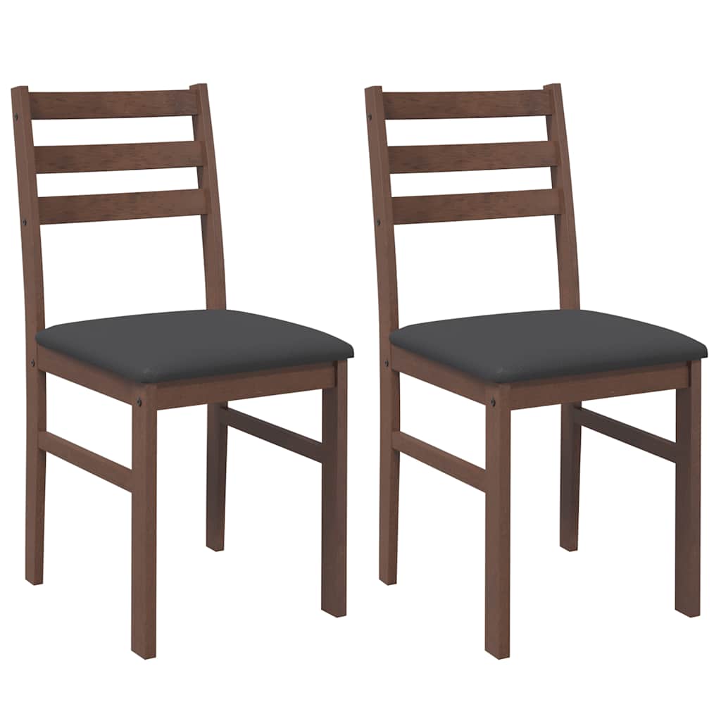 Sedie da Pranzo con Cuscini 2pz Marrone Legno Massello di Hevea | homemem39