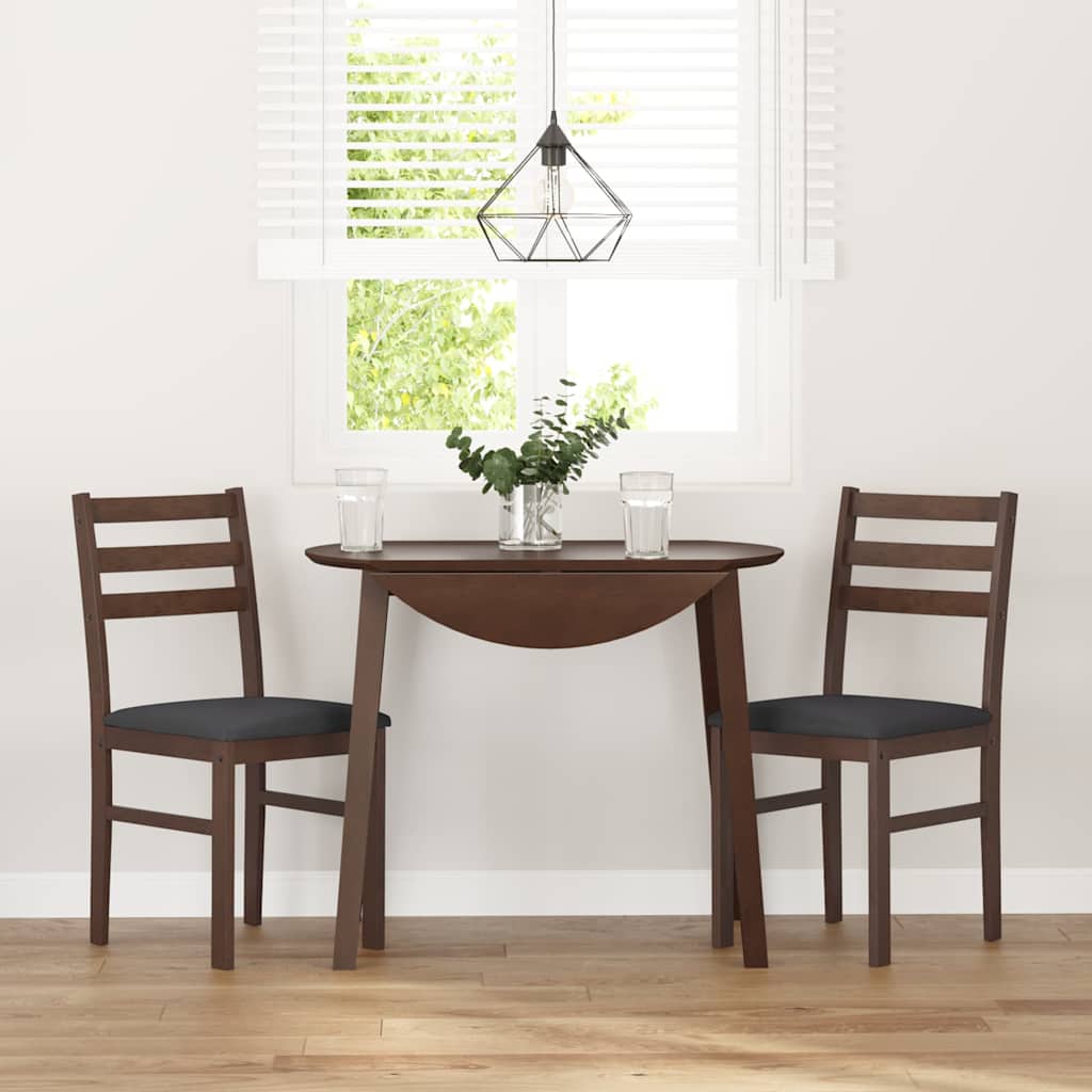 Sedie da Pranzo con Cuscini 2pz Marrone Legno Massello di Hevea | homemem39