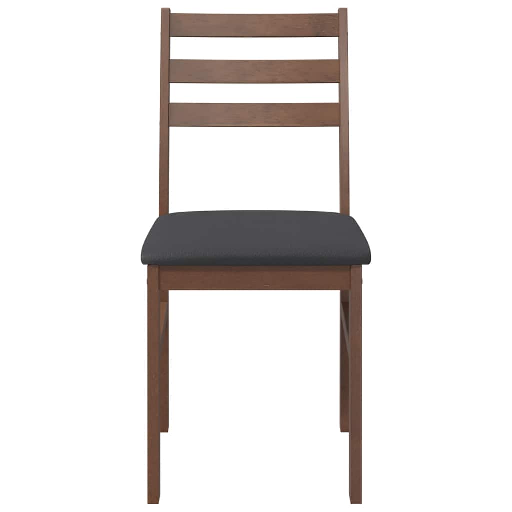 Sedie da Pranzo con Cuscini 2pz Marrone Legno Massello di Hevea | homemem39
