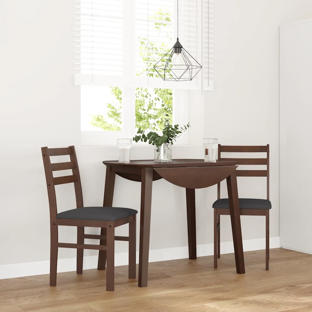 Sedie da Pranzo con Cuscini 2pz Marrone Legno Massello di Hevea | homemem39