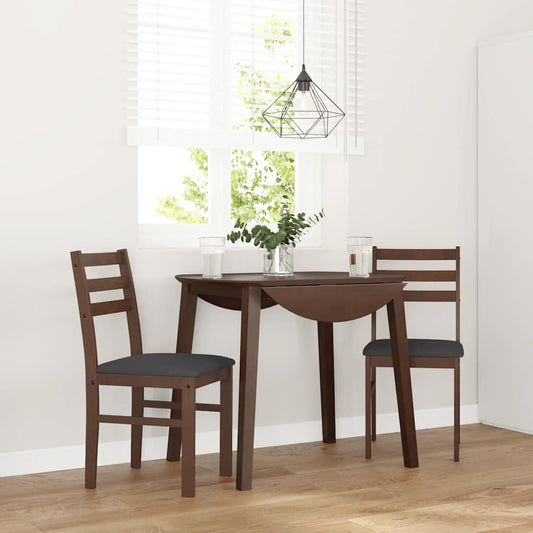 Sedie da Pranzo con Cuscini 2pz Marrone Legno Massello di Hevea | homemem39