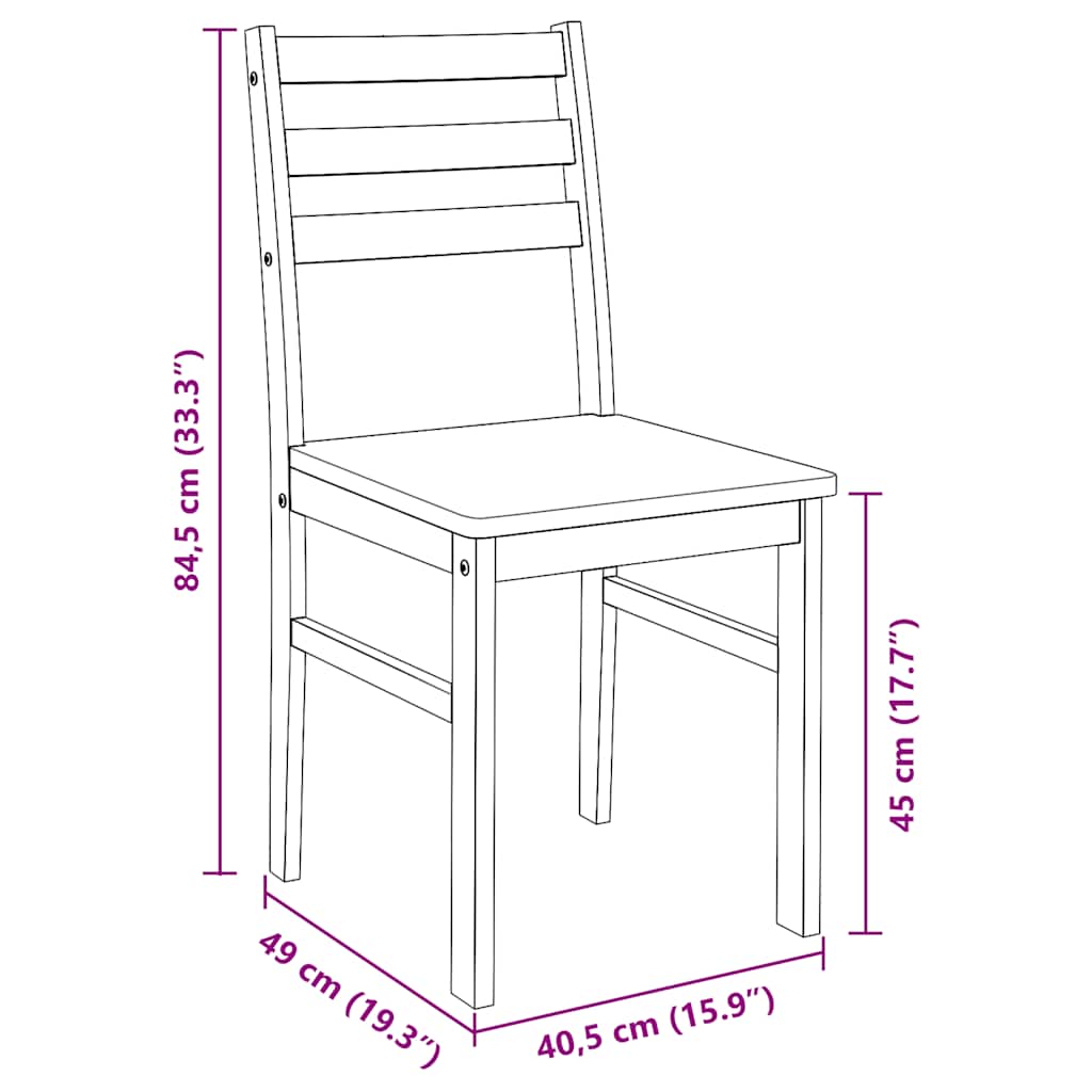Sedie da Pranzo 2 pz in Legno Massello di Hevea | homemem39