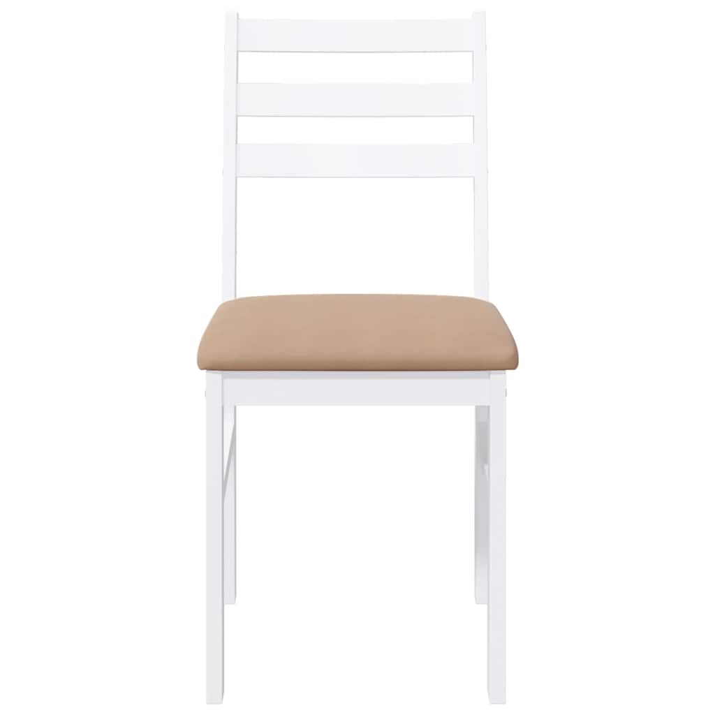 Sedie da Pranzo con Cuscini 2 pz Bianco Legno Massello di Hevea | homemem39