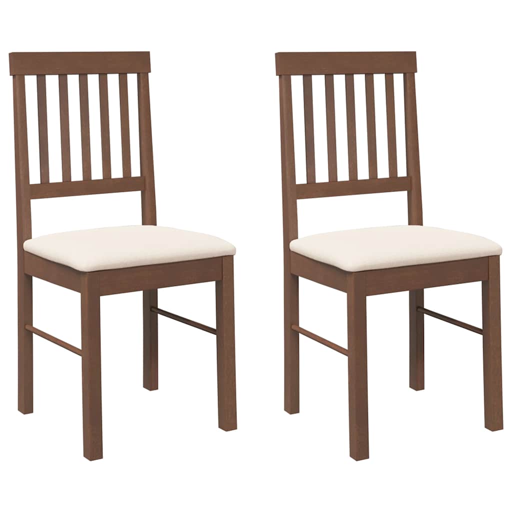 Sedie da Pranzo con Cuscini 2pz Marrone Legno Massello di Hevea | homemem39