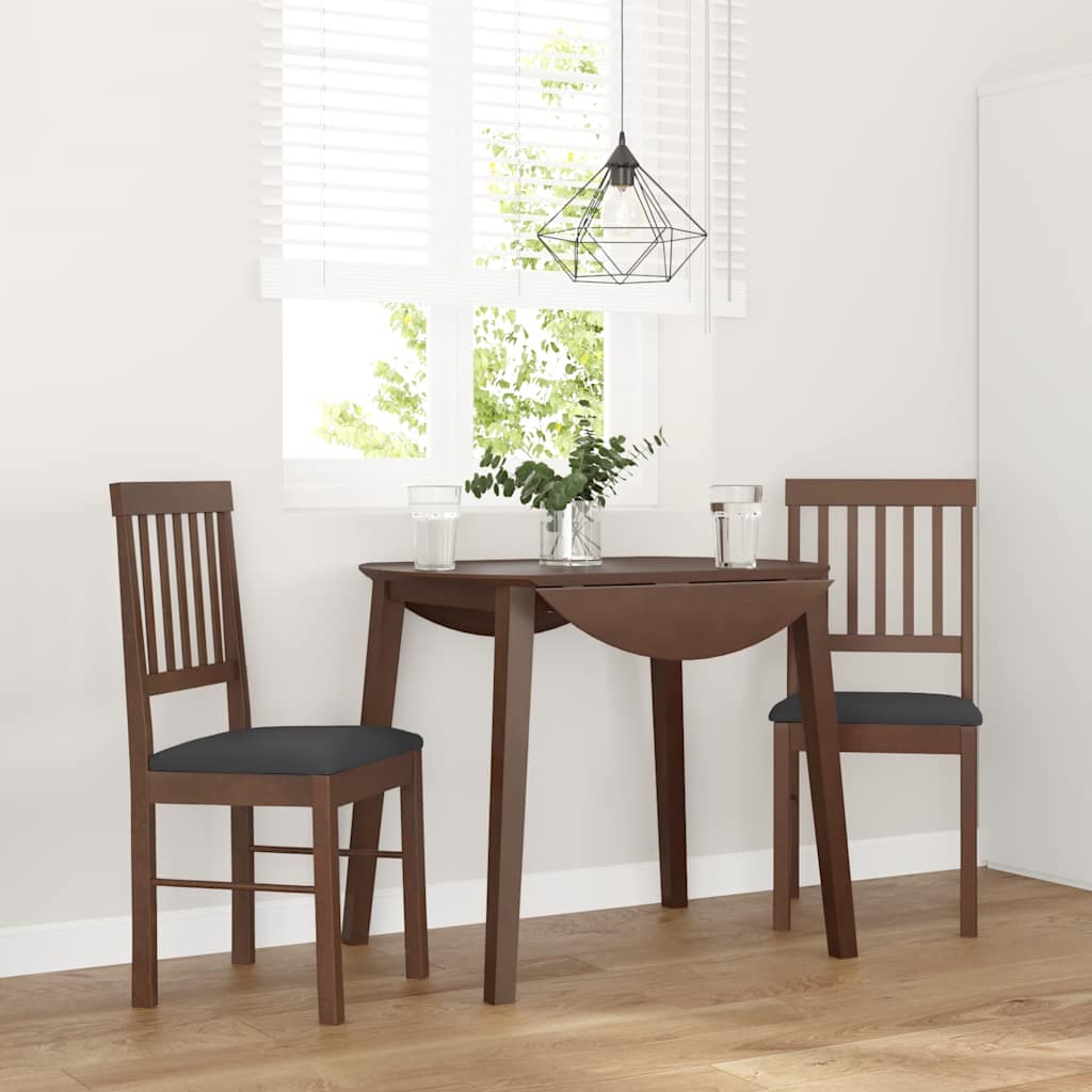 Sedie da Pranzo con Cuscini 2pz Marrone Legno Massello di Hevea | homemem39