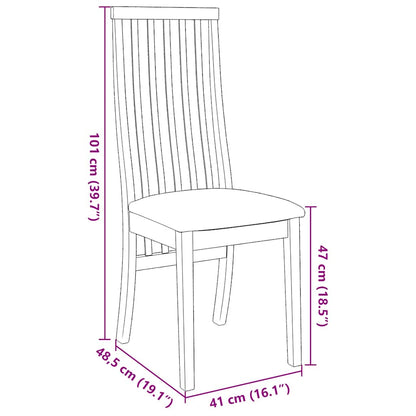 Sedie da Pranzo con Cuscini 2 pz Bianco Legno Massello di Hevea