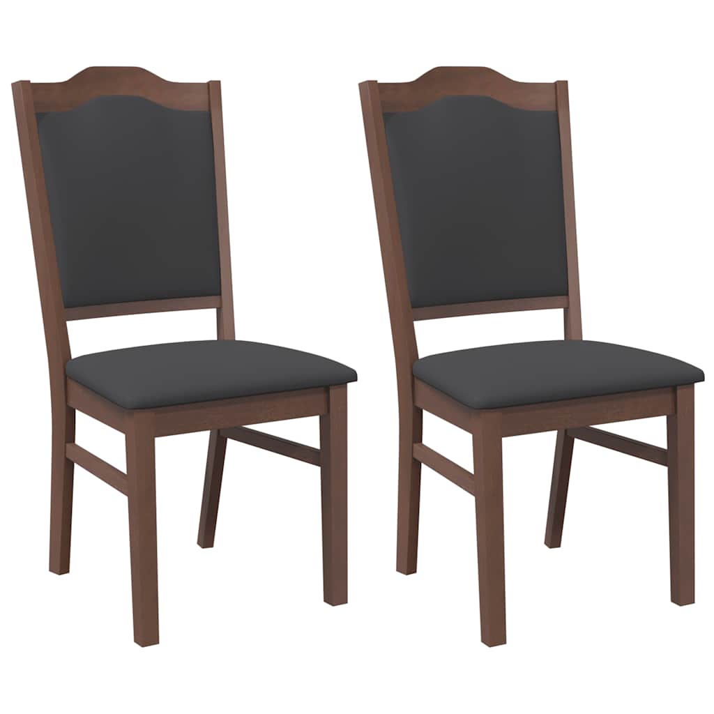 Sedie da Pranzo con Cuscini 2pz Marrone Legno Massello di Hevea | homemem39