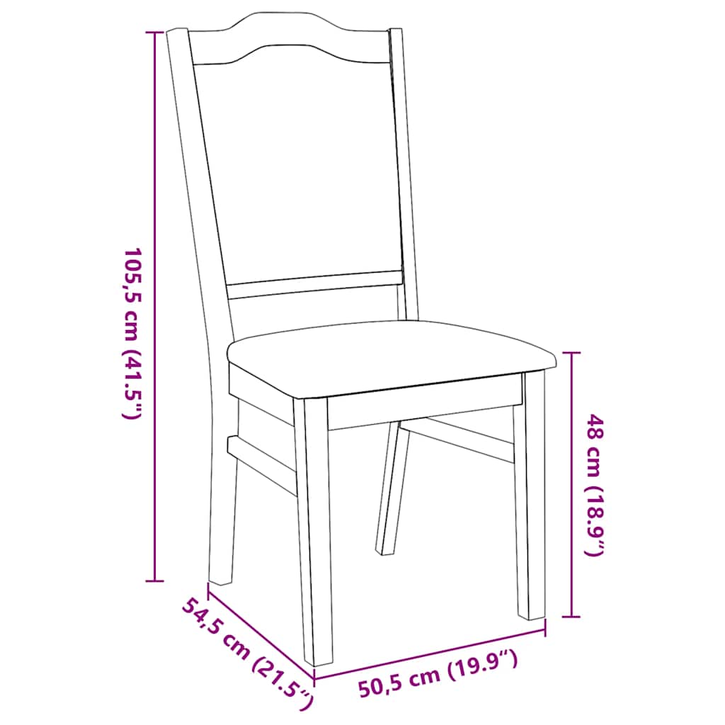 Sedie da Pranzo con Cuscini 2 pz in Legno Massello di Hevea | homemem39