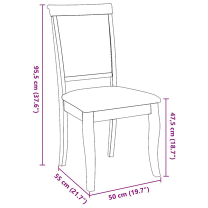 Sedie da Pranzo con Cuscini 2pz Marrone Legno Massello di Hevea