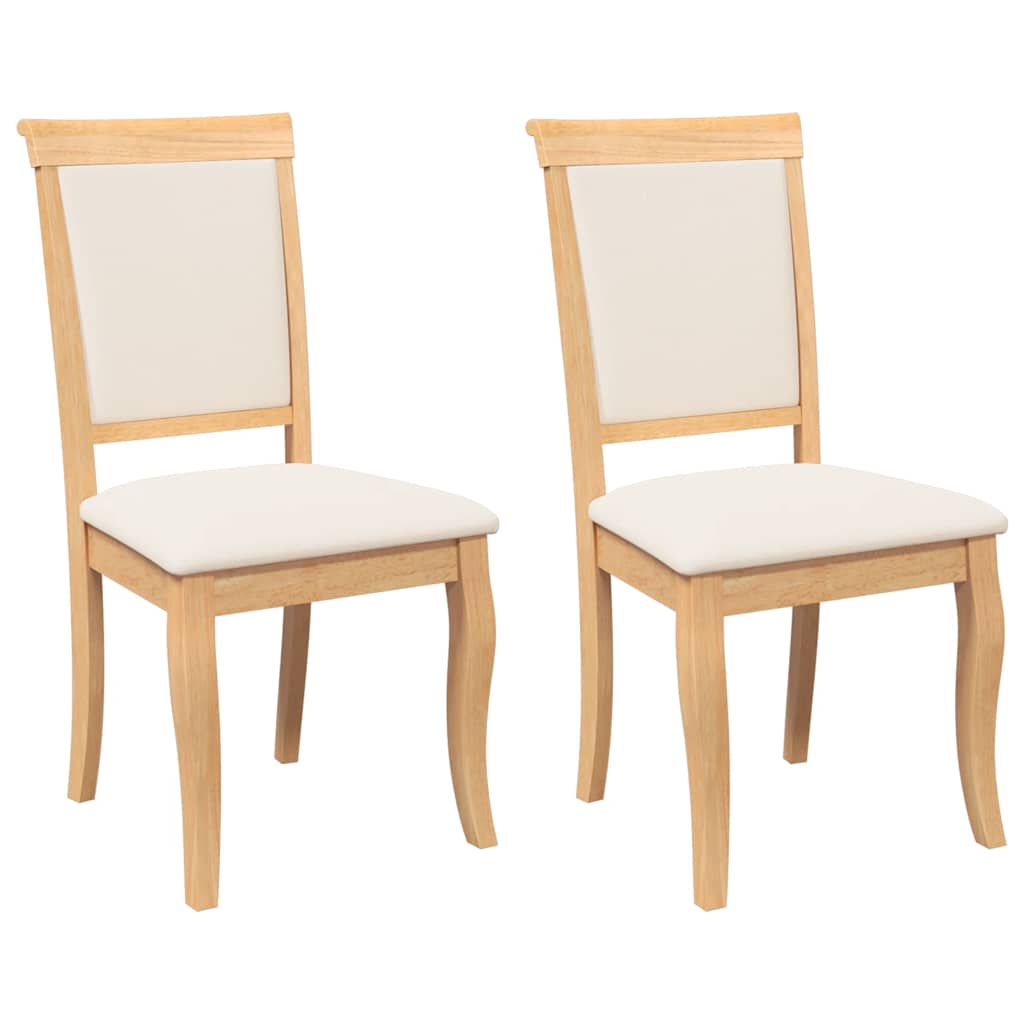 Sedie da Pranzo con Cuscini 2 pz Naturale Legno Massello Hevea