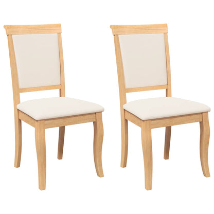 Sedie da Pranzo con Cuscini 2 pz Naturale Legno Massello Hevea