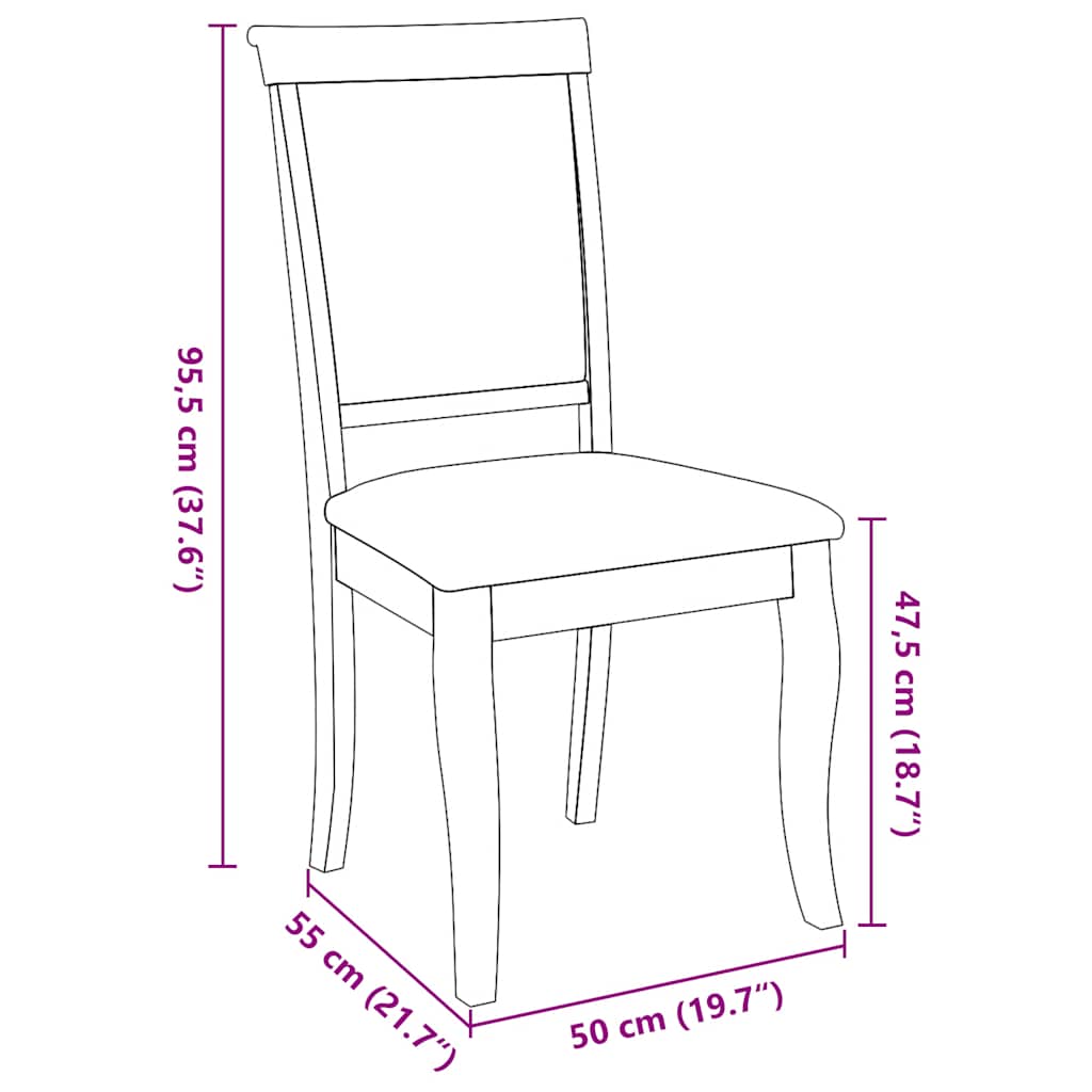 Sedie da Pranzo con Cuscini 2 pz Naturale Legno Massello Hevea
