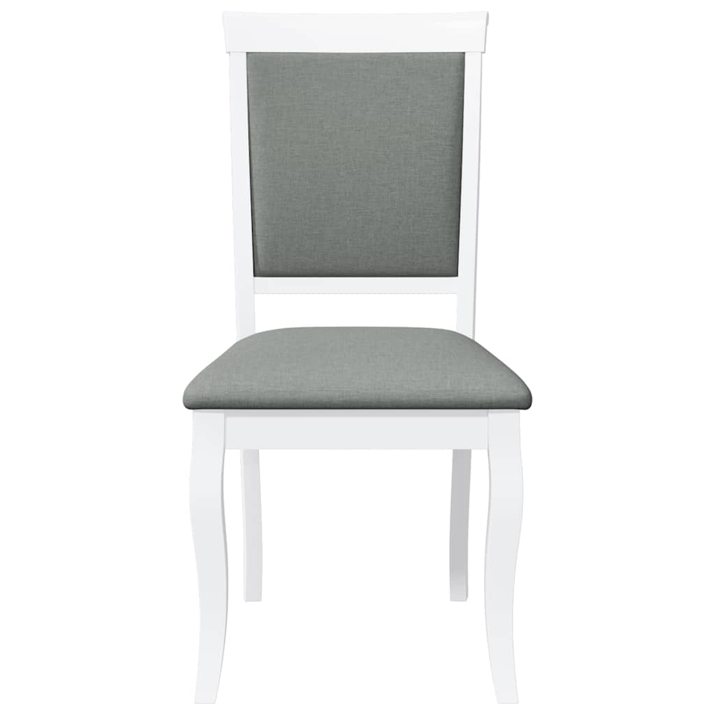 Sedie da Pranzo con Cuscini 2 pz Bianco Legno Massello di Hevea