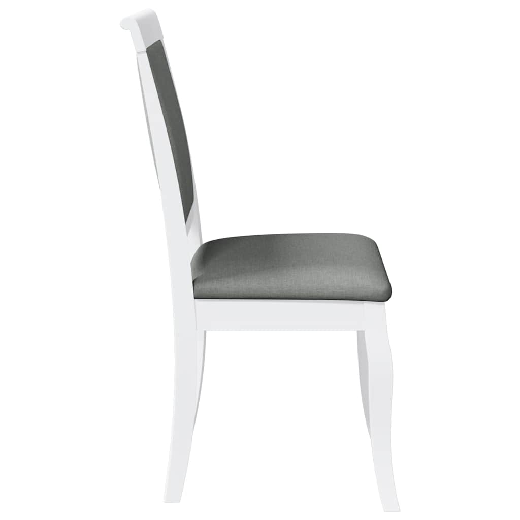 Sedie da Pranzo con Cuscini 2 pz Bianco Legno Massello di Hevea