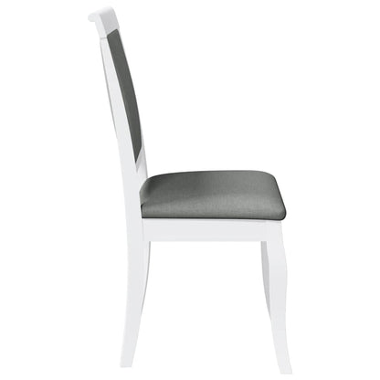 Sedie da Pranzo con Cuscini 2 pz Bianco Legno Massello di Hevea