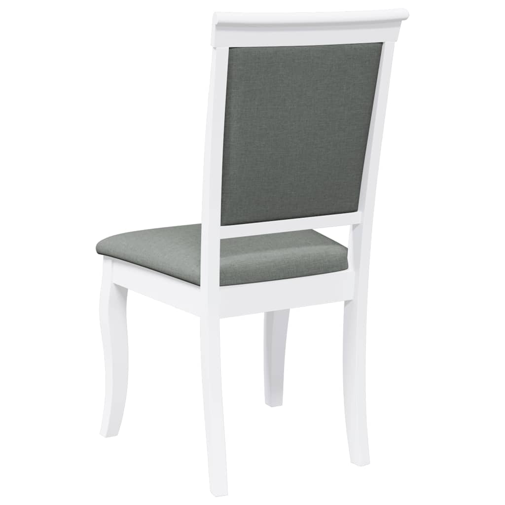 Sedie da Pranzo con Cuscini 2 pz Bianco Legno Massello di Hevea