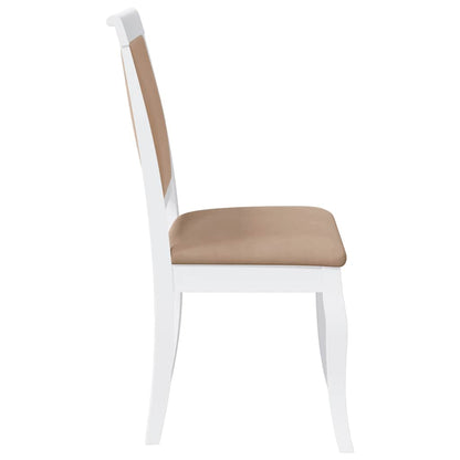 Sedie da Pranzo con Cuscini 2 pz Bianco Legno Massello di Hevea