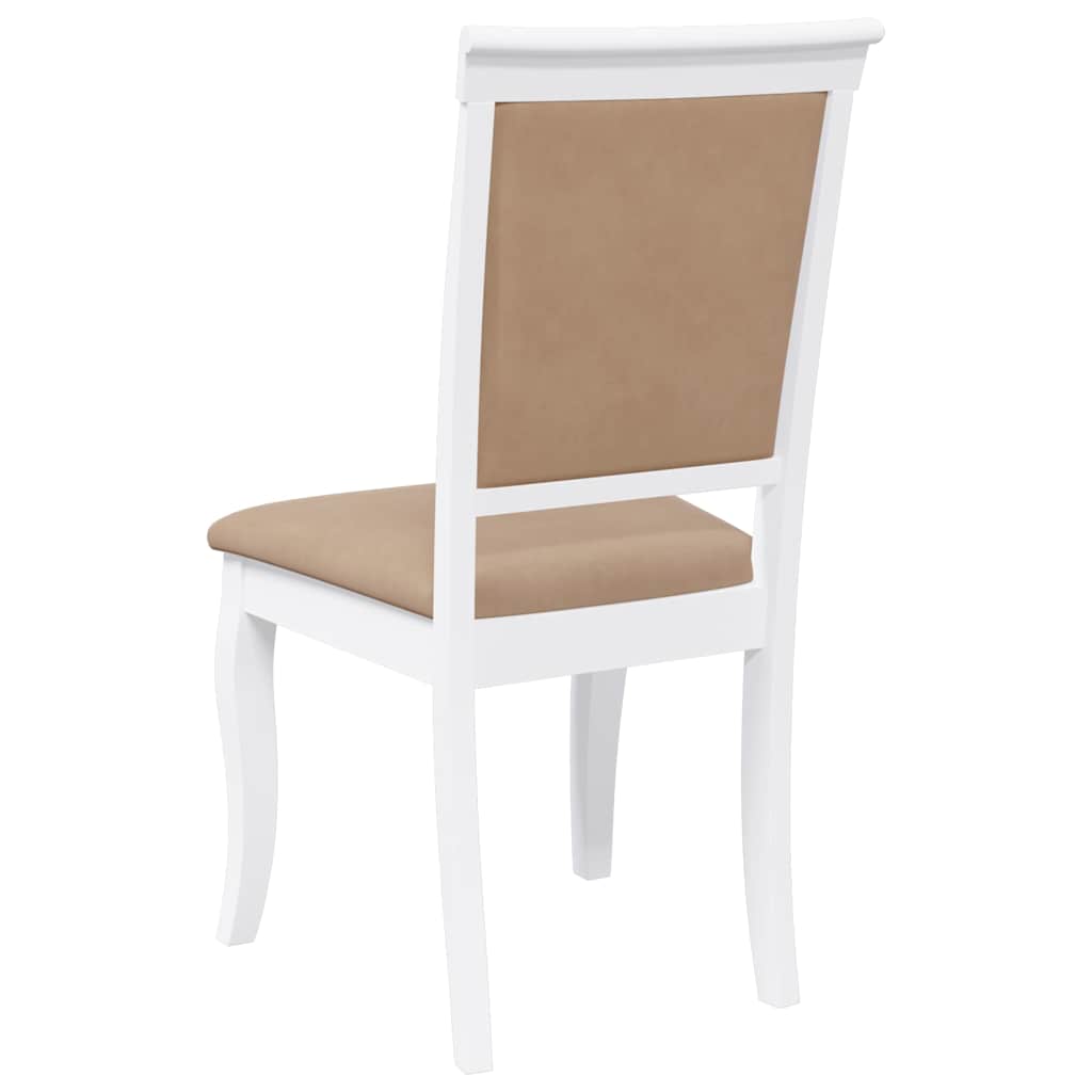 Sedie da Pranzo con Cuscini 2 pz Bianco Legno Massello di Hevea