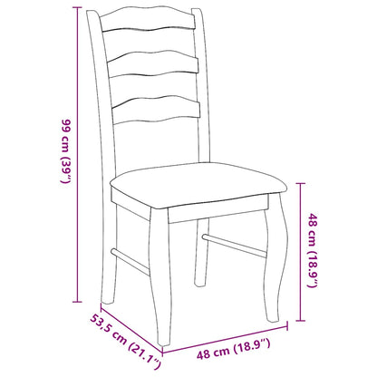 Sedie da Pranzo con Cuscini 2 pz Bianco Legno Massello di Hevea