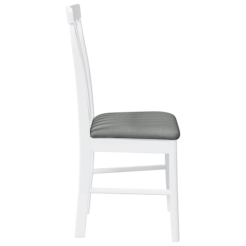 Sedie da Pranzo con Cuscini 2 pz Bianco Legno Massello di Hevea