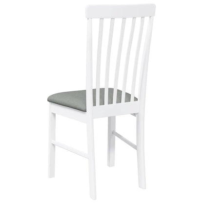 Sedie da Pranzo con Cuscini 2 pz Bianco Legno Massello di Hevea