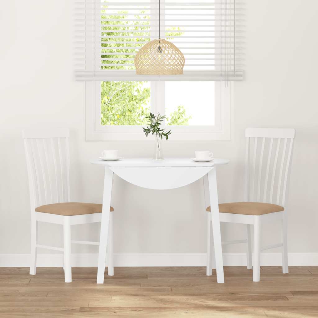 Sedie da Pranzo con Cuscini 2 pz Bianco Legno Massello di Hevea