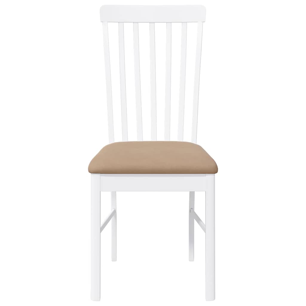 Sedie da Pranzo con Cuscini 2 pz Bianco Legno Massello di Hevea