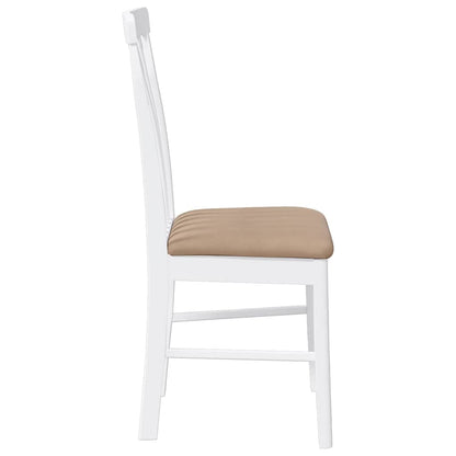 Sedie da Pranzo con Cuscini 2 pz Bianco Legno Massello di Hevea