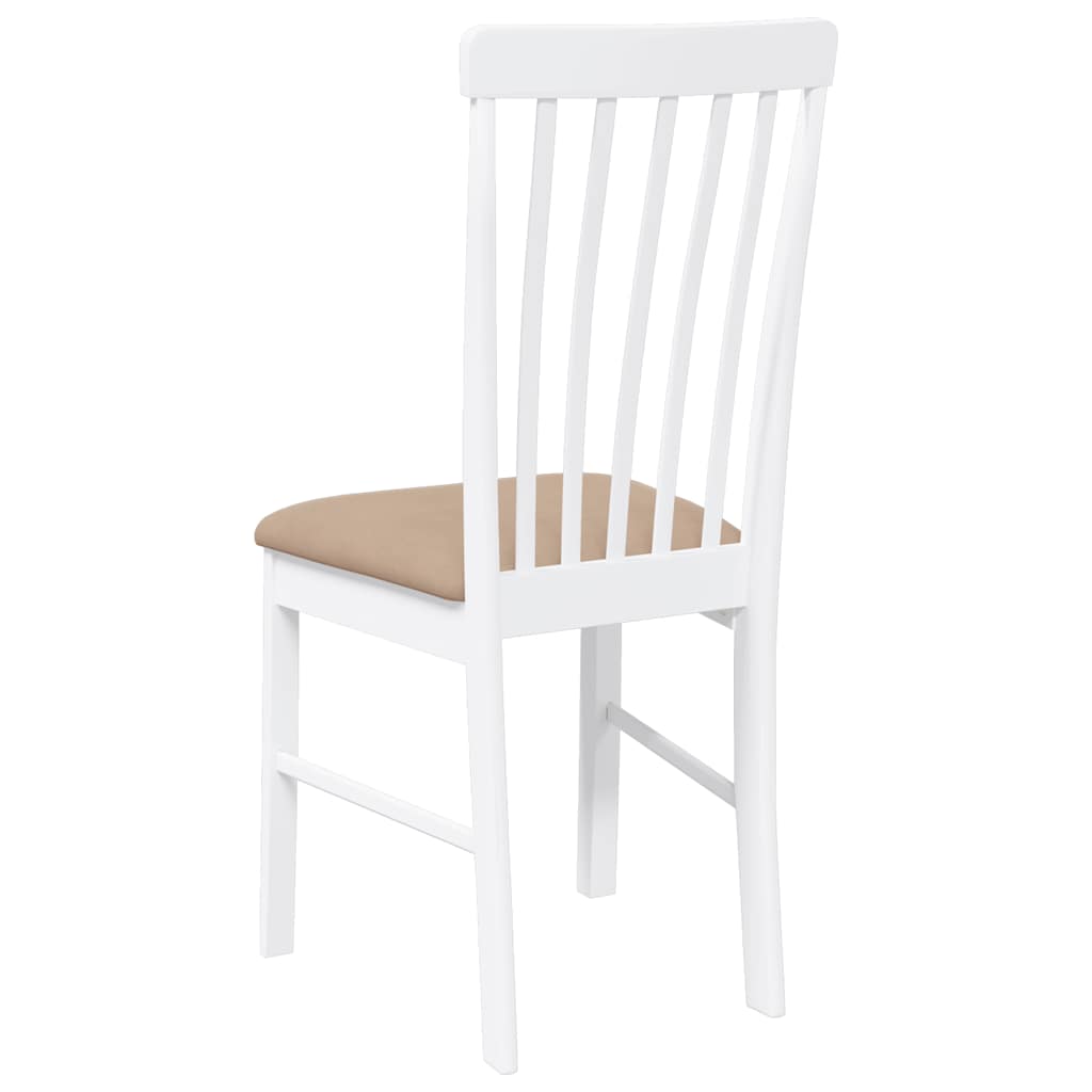 Sedie da Pranzo con Cuscini 2 pz Bianco Legno Massello di Hevea