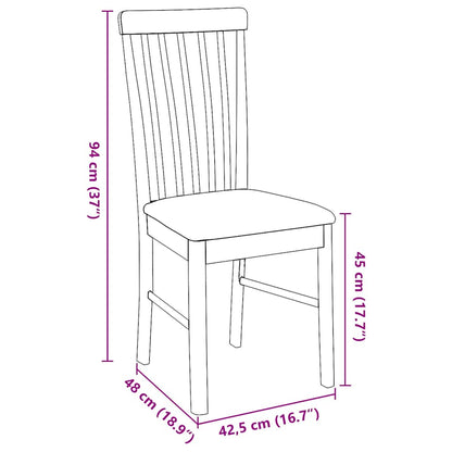 Sedie da Pranzo con Cuscini 2 pz Bianco Legno Massello di Hevea