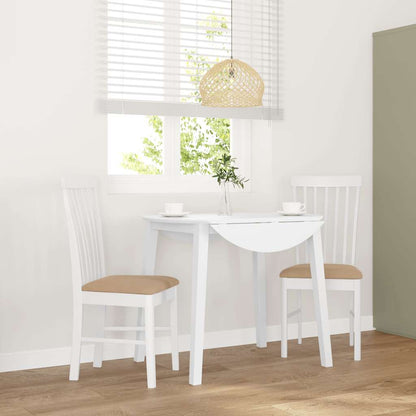Sedie da Pranzo con Cuscini 2 pz Bianco Legno Massello di Hevea