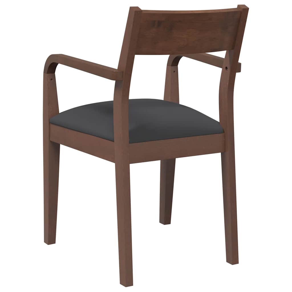 Sedie da Pranzo con Cuscini 2pz Marrone Legno Massello di Hevea