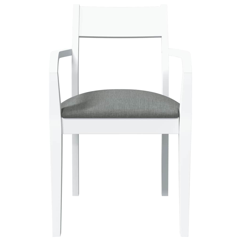 Sedie da Pranzo con Cuscini 2 pz Bianco Legno Massello di Hevea