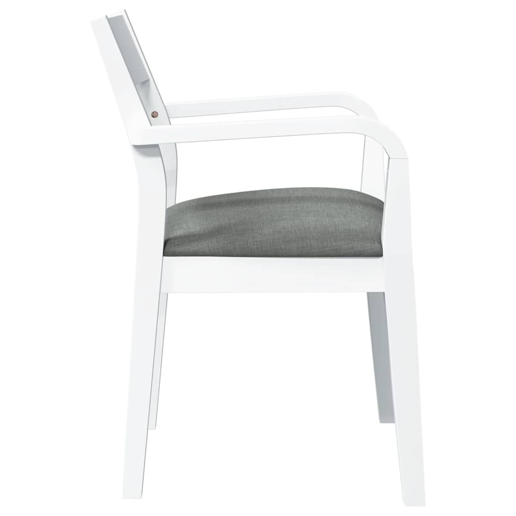 Sedie da Pranzo con Cuscini 2 pz Bianco Legno Massello di Hevea