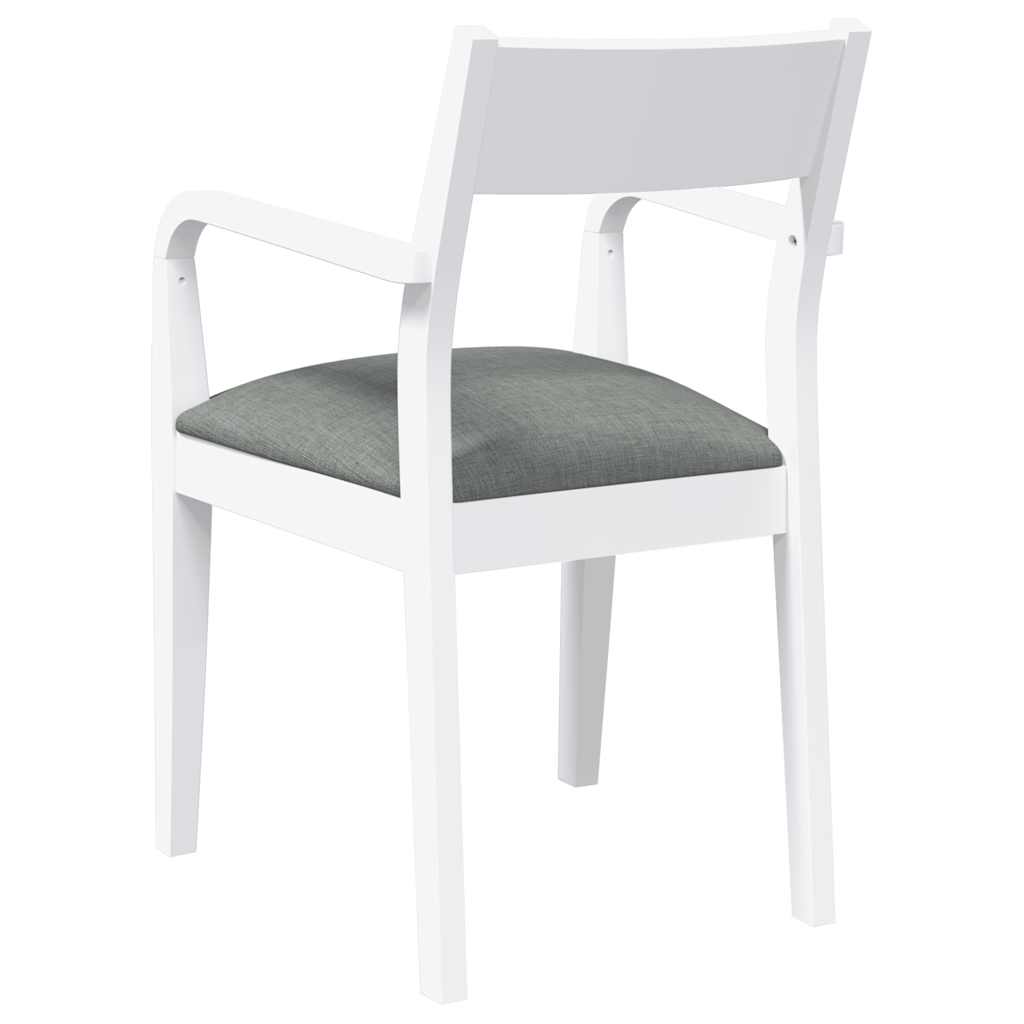 Sedie da Pranzo con Cuscini 2 pz Bianco Legno Massello di Hevea
