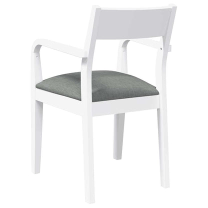 Sedie da Pranzo con Cuscini 2 pz Bianco Legno Massello di Hevea