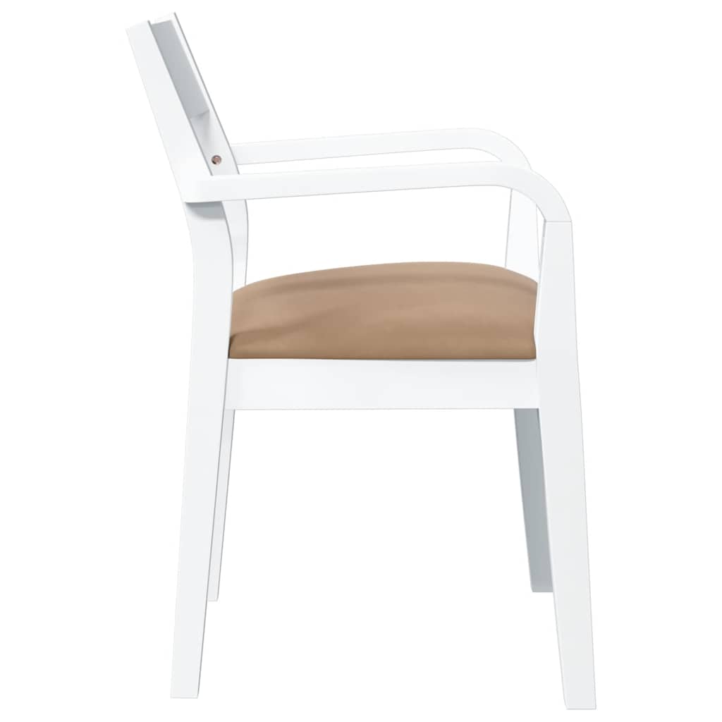 Sedie da Pranzo con Cuscini 2 pz Bianco Legno Massello di Hevea