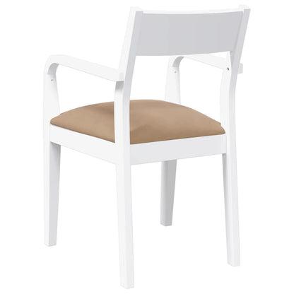 Sedie da Pranzo con Cuscini 2 pz Bianco Legno Massello di Hevea