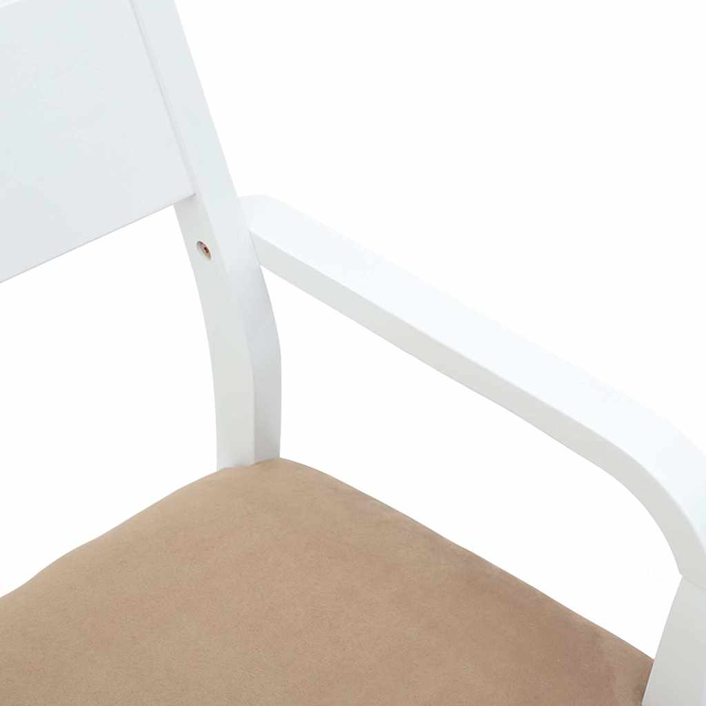 Sedie da Pranzo con Cuscini 2 pz Bianco Legno Massello di Hevea