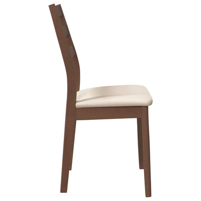 Sedie da Pranzo con Cuscini 2pz Marrone Legno Massello di Hevea